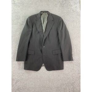 Polo University Club Suit Jacket 46 L Gray Wool Striped Designer Ralph Lauren